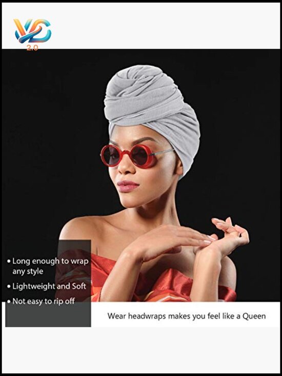 4-Piece Stretch Head Wrap Turban Scarf Shawl Long Hair Wrap Tie
